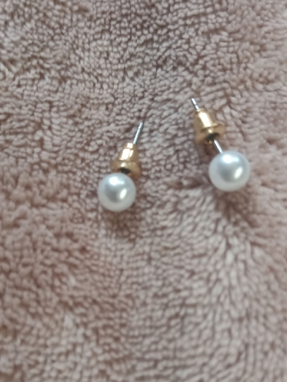 Classic Pearl Stud Earrings in White and Gold Tone